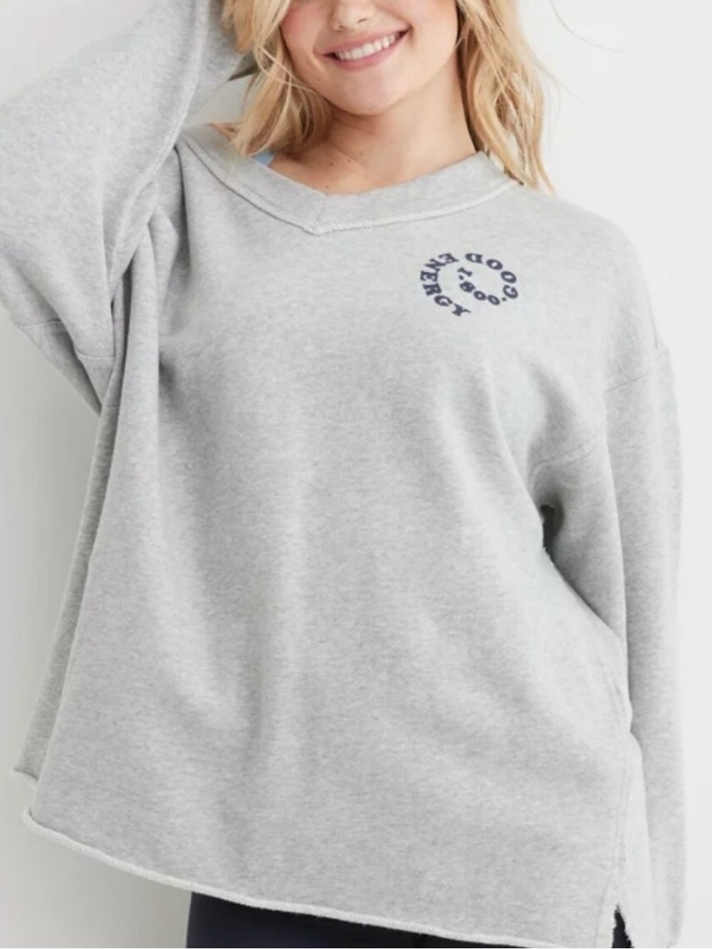 Aerie 1-800-goodenergy
Sweatshirt Women's Small Gray
Crewneck Oversized